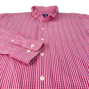Johnnie O Prep-Formance Mens Shirt Medium Button Up Primrose Pink Check Casual